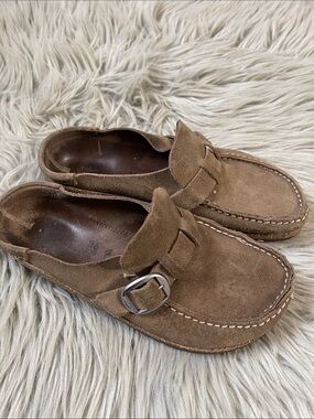 Birkenstock Brown Suede Buckle Slip-On clogs